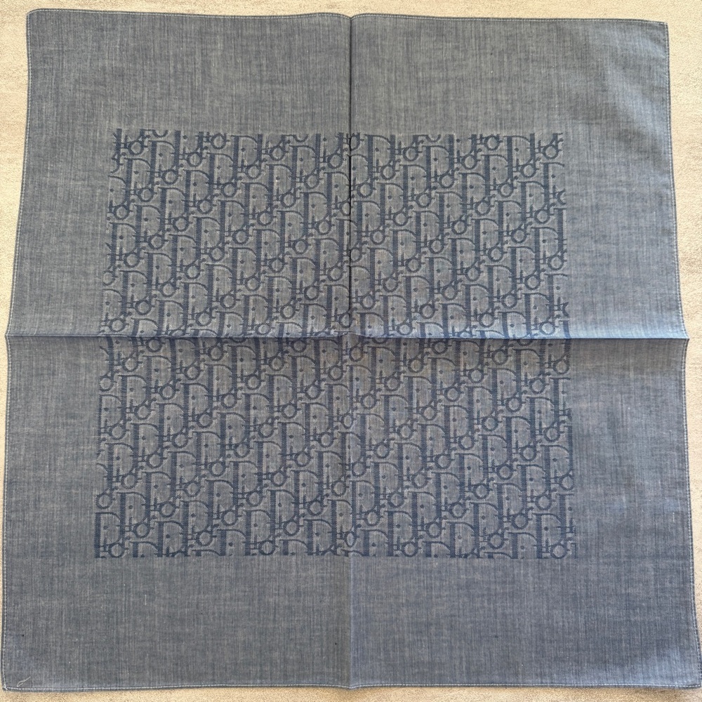 Dior Denim Blue Patterned Scarf